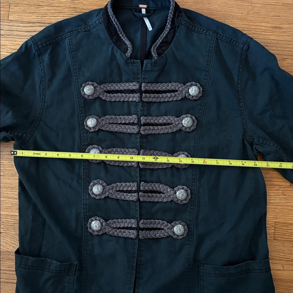 Free People Black Denim Military Jacket size M - Picture 7 of 8